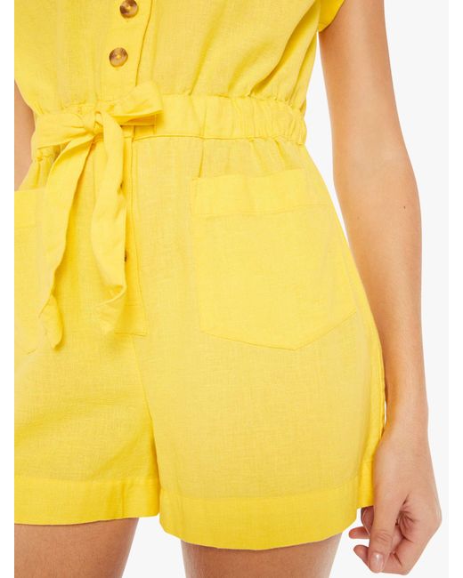 Mother Yellow The Long Story Shorts Romper Primrose