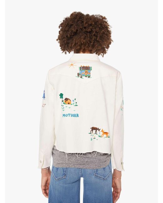 Mother White The Super Exs Crop Fray Fired Up Shirt