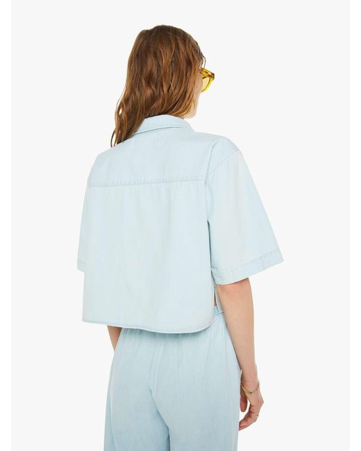 SPRWMN Blue Cropped Button Up Charlie Shirt