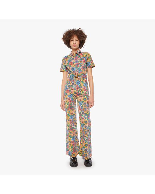 Mother White The Hustler Roller Jumpsuit Heel Track And Flower Fields