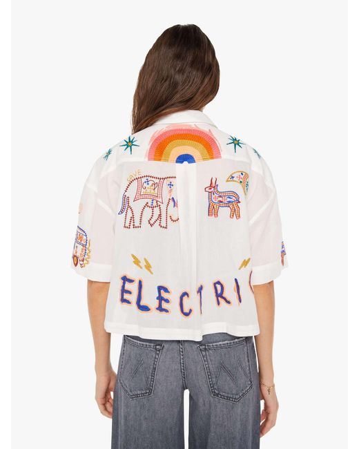 Mother White The Roomie Crop Electric Shirt