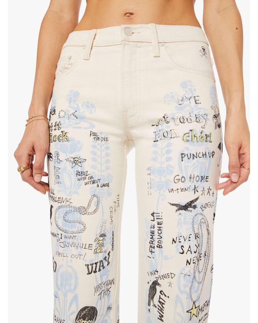 Mother White The Mid Rise Rambler Zip Nerdy Bad Decisions Club Jeans