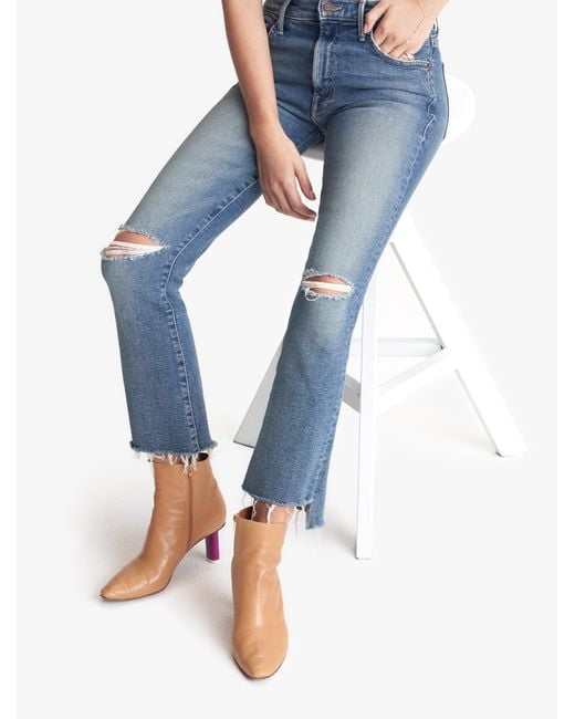 mother insider crop step fray white