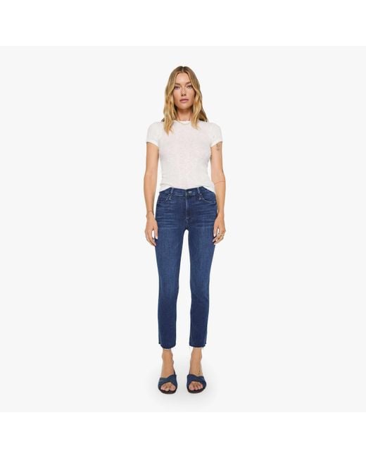 Mother Blue The Mid Rise Dazzler Ankle Fray Fancy Meeting You Here Jeans