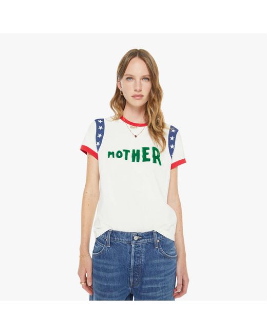 Mother White The Boxy Goodie Inset Stars T-Shirt