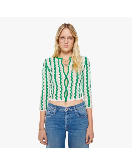 Mother Green The Crew Neck Cardigan Pointelle Shirt