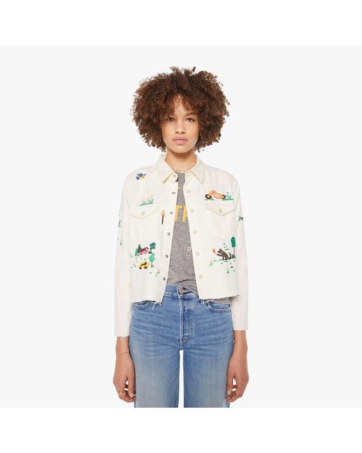 Mother White The Super Exs Crop Fray Fired Up Shirt