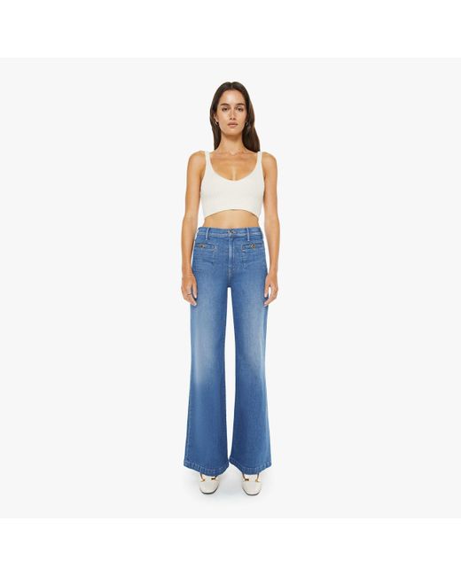 Mother Blue The Stashed Hustler Roller Sneak Whisk Me Away Jeans