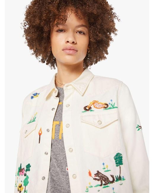 Mother White The Super Exs Crop Fray Fired Up Shirt