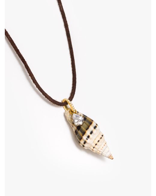 LUUDA White Suede Necklace Swirl Shell