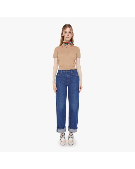 Mother Blue Chloe Fineman X The Glider Hover Cuff Cabin Fever Jeans