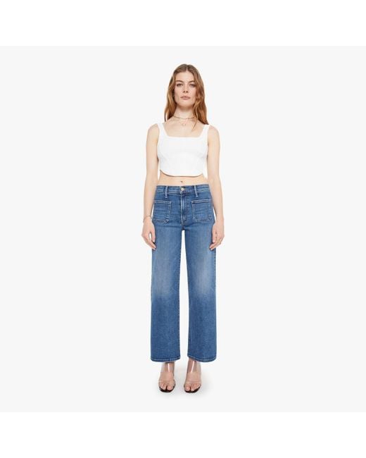 Mother Blue The Patch Pocket Mid Rise Maven Ankle Let's Split Jeans