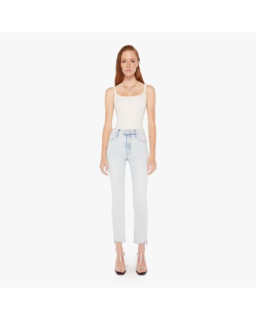 Mother White The Mid Rise Dazzler Ankle Step Fray Glamour Shot Jeans