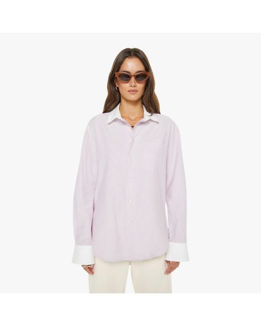 Mother White The Roomie Frenchie Julienne Cut Shirt