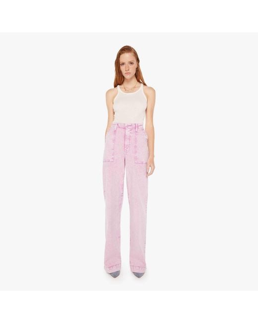 Mother Pink High Waisted Patch Pocket Spinner Heel Smokey Grape Pants