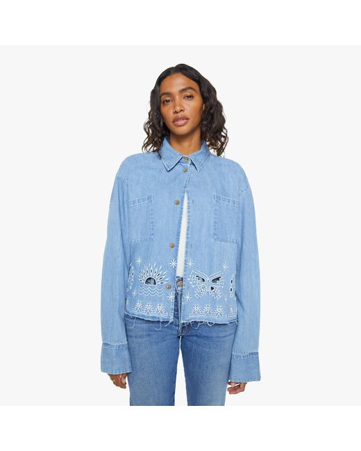Mother Blue The Roomie Double Frenchie Crop Fray Soulstice Shirt