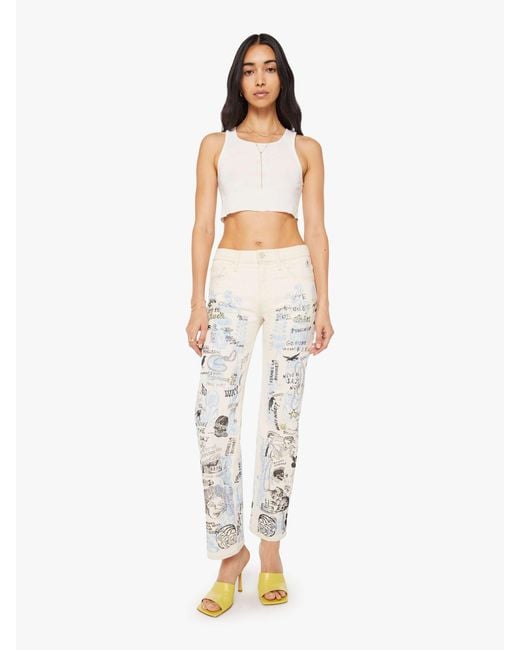 Mother White The Mid Rise Rambler Zip Nerdy Bad Decisions Club Jeans