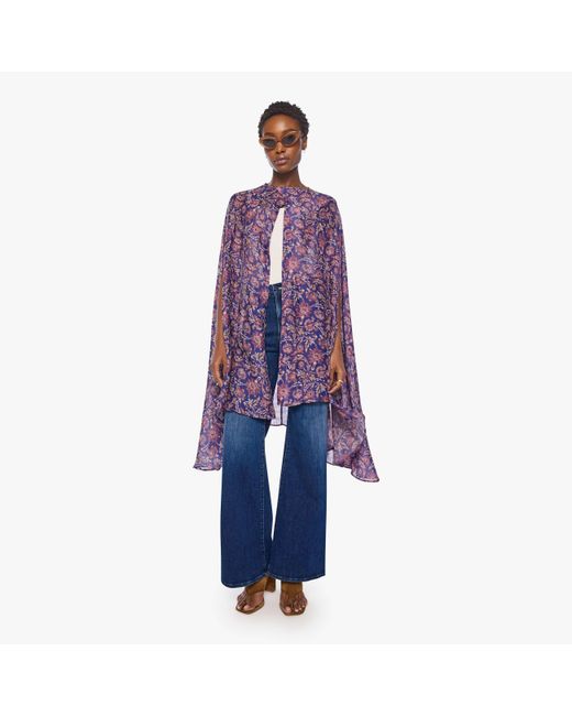 Natalie Martin Blue Karis Long Cape Artichoke Mariner