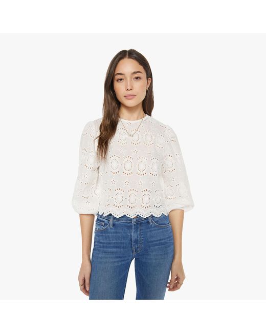 Natalie Martin White Lisa Top Medallion Embroidery Salt