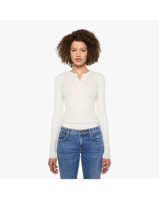 ÉTERNE White Long Sleeve Henley Top