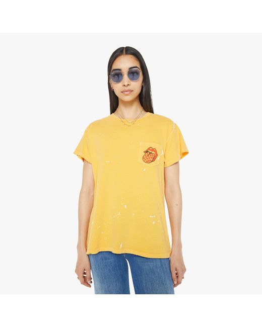 MadeWorn Yellow Rolling Stones Pocket T-Shirt Goldenrod T-Shirt