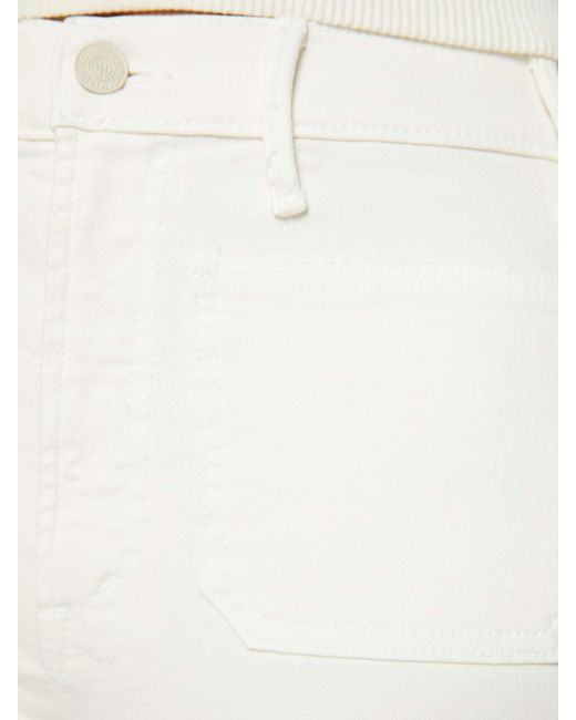 Mother White Petites The Lil' Hustler Patch Pocket Flood Cream Puffs Jeans