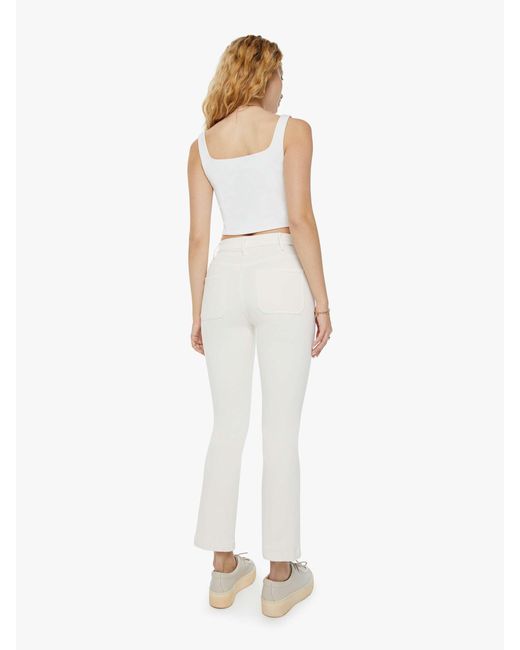 Mother White The Hustler Patch Pocket Flood Cream Puffs Jeans