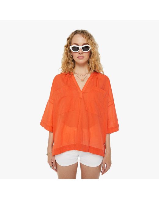 Mother Orange The Down-the-middle Pop Over Fiesta Shirt