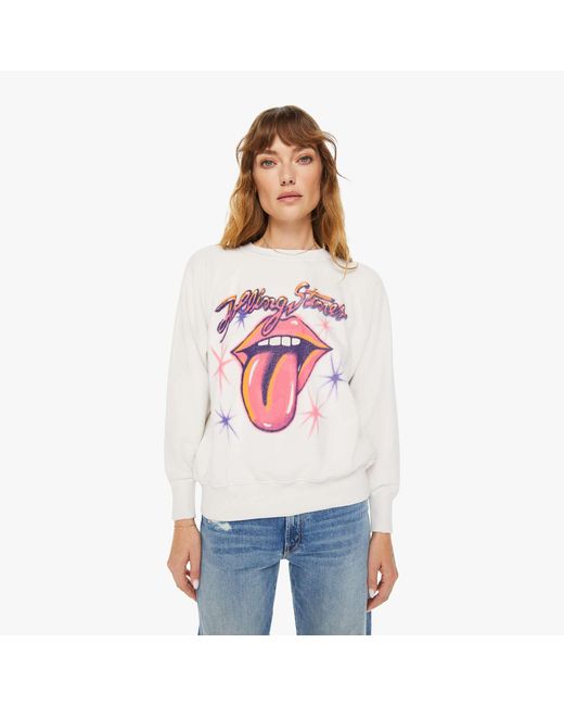 MadeWorn White Rolling Stones Airbrush Shrunken Sweatshirt Vintage T-shirt