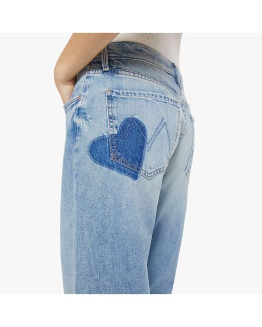 Mother Blue The Mid Rise Rambler Zip Skimp I Confess With Heart Jeans