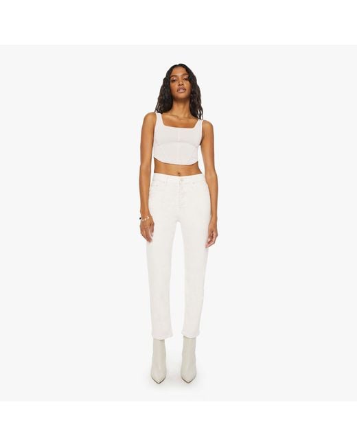 Mother White The Tomcat Ankle Puffs Jeans