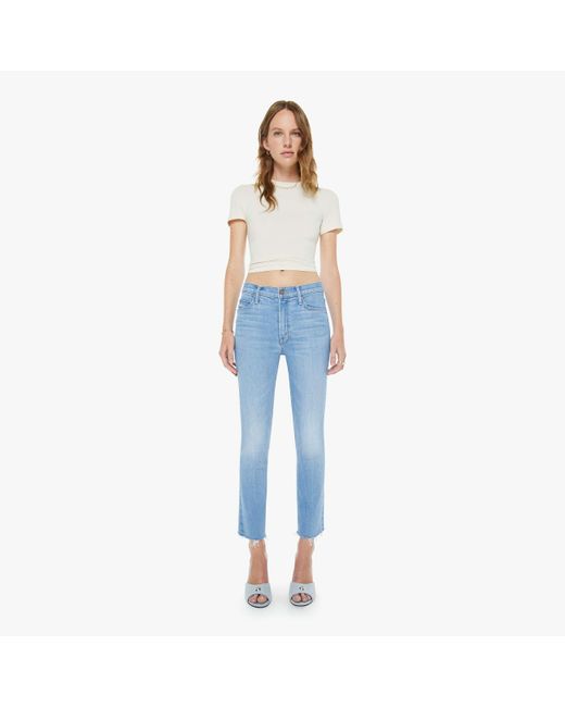 Mother Blue The Mid Rise Dazzler Crop Fray Satisfy Your Cravings Jeans