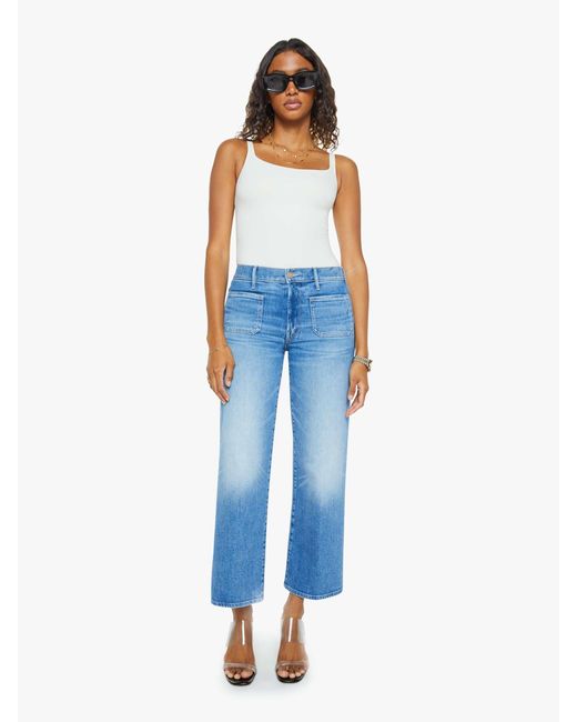 Mother Blue The Patch Pocket Mid Rise Maven Ankle Avant Gardener Jeans