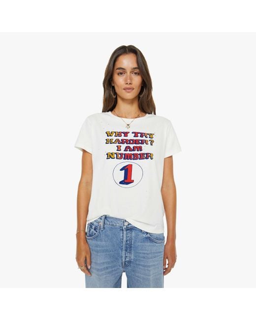 Mother White The Boxy Goodie Why Try Harder T-Shirt