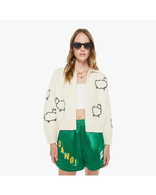 Mother White The Crop Raquette Cardigan Wool Plus Gang Shirt