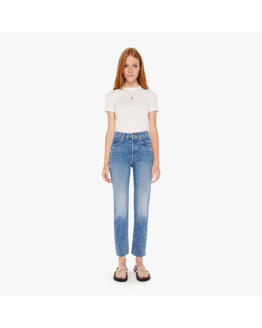 Mother Blue The Tomcat Ankle Fray On The Road Jeans