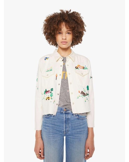Mother White The Super Exs Crop Fray Fired Up Shirt