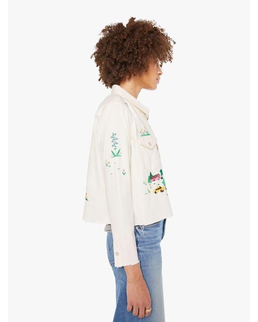 Mother White The Super Exs Crop Fray Fired Up Shirt