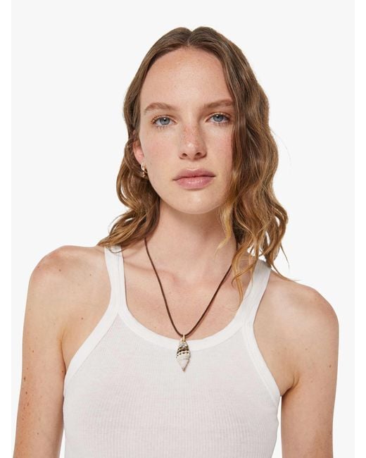 LUUDA White Suede Necklace Swirl Shell