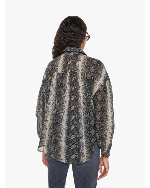 Mother Semi-Sheer Snake Print Button-Up Shirt in Gray | Lyst