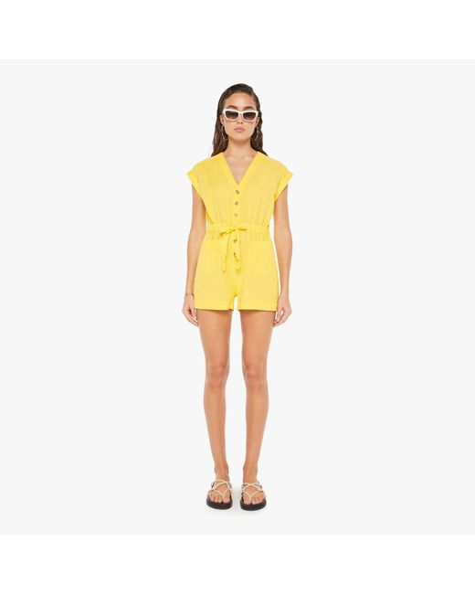 Mother Yellow The Long Story Shorts Romper Primrose