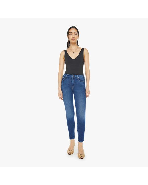 Mother Blue High Waisted Looker Ankle These Boots Are Made For Walkin' Jeans