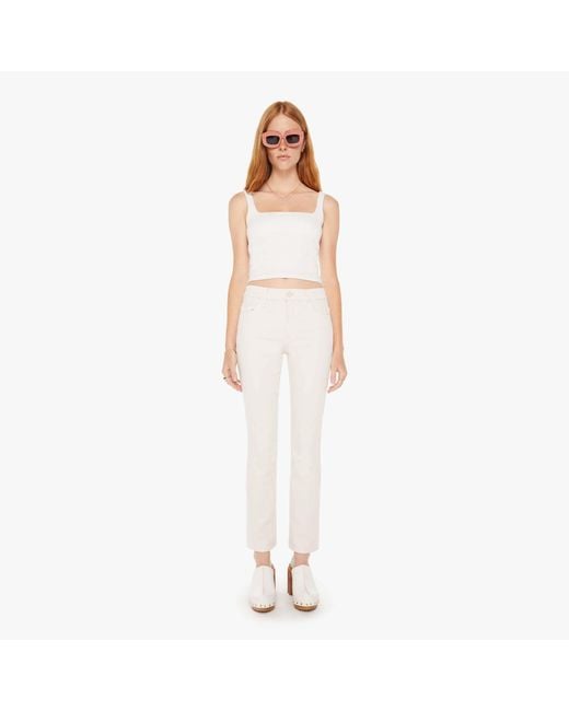 Mother White The Insider Flood Crystal Grey Jeans