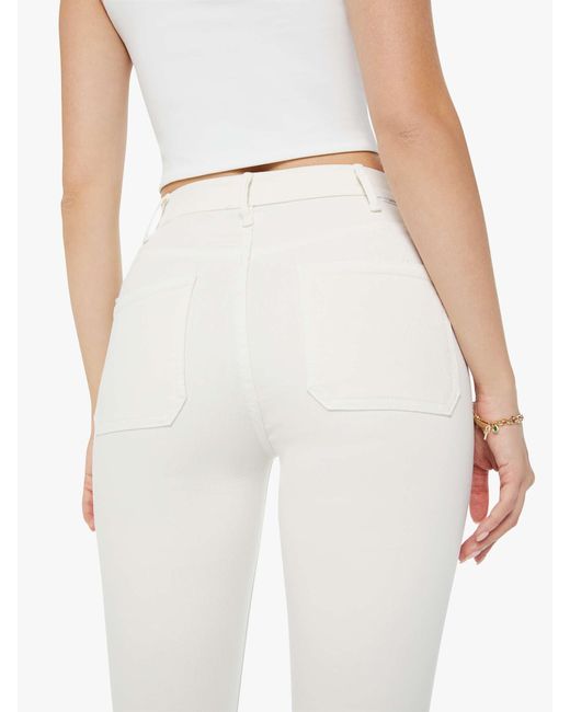 Mother White The Hustler Patch Pocket Flood Cream Puffs Jeans