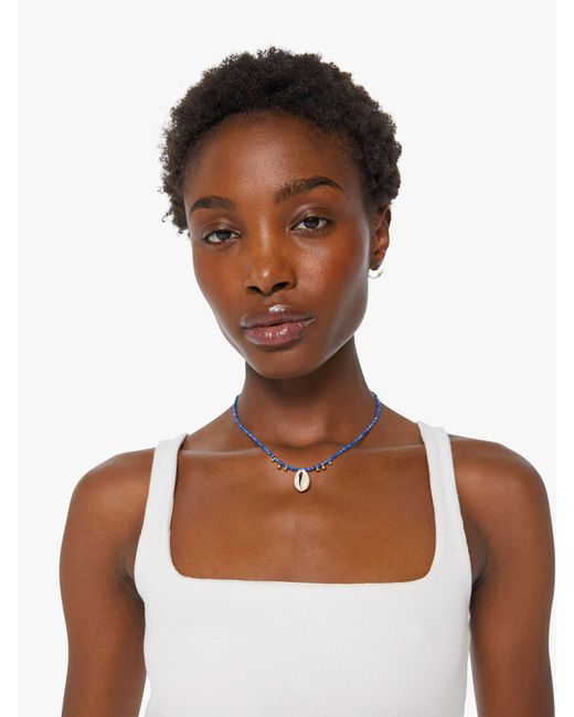 LUUDA Brown Beaded Necklace Lapis Shell