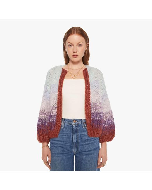 Maiami White Mohair Gradient Bomber Cardigan Jacket