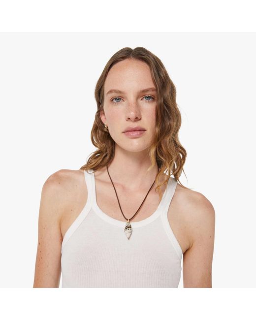 LUUDA White Suede Necklace Swirl Shell