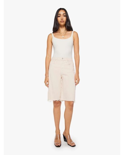 Mother White The Half-Pipe Bermuda Fray Puree Jeans