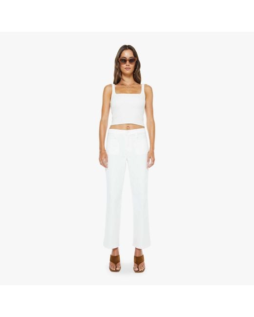 Mother White The Patch Pocket Mid Rise Maven Ankle Totally Innocent Jeans