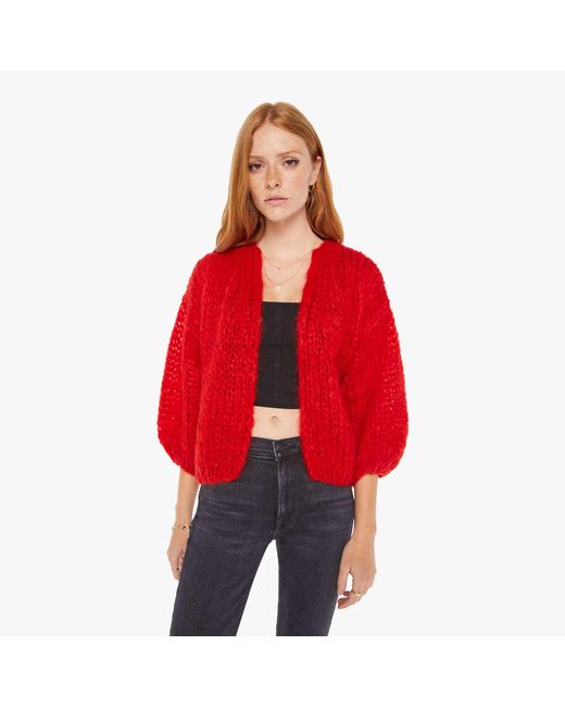 Maiami Red Big Bomber Cardigan Sweater